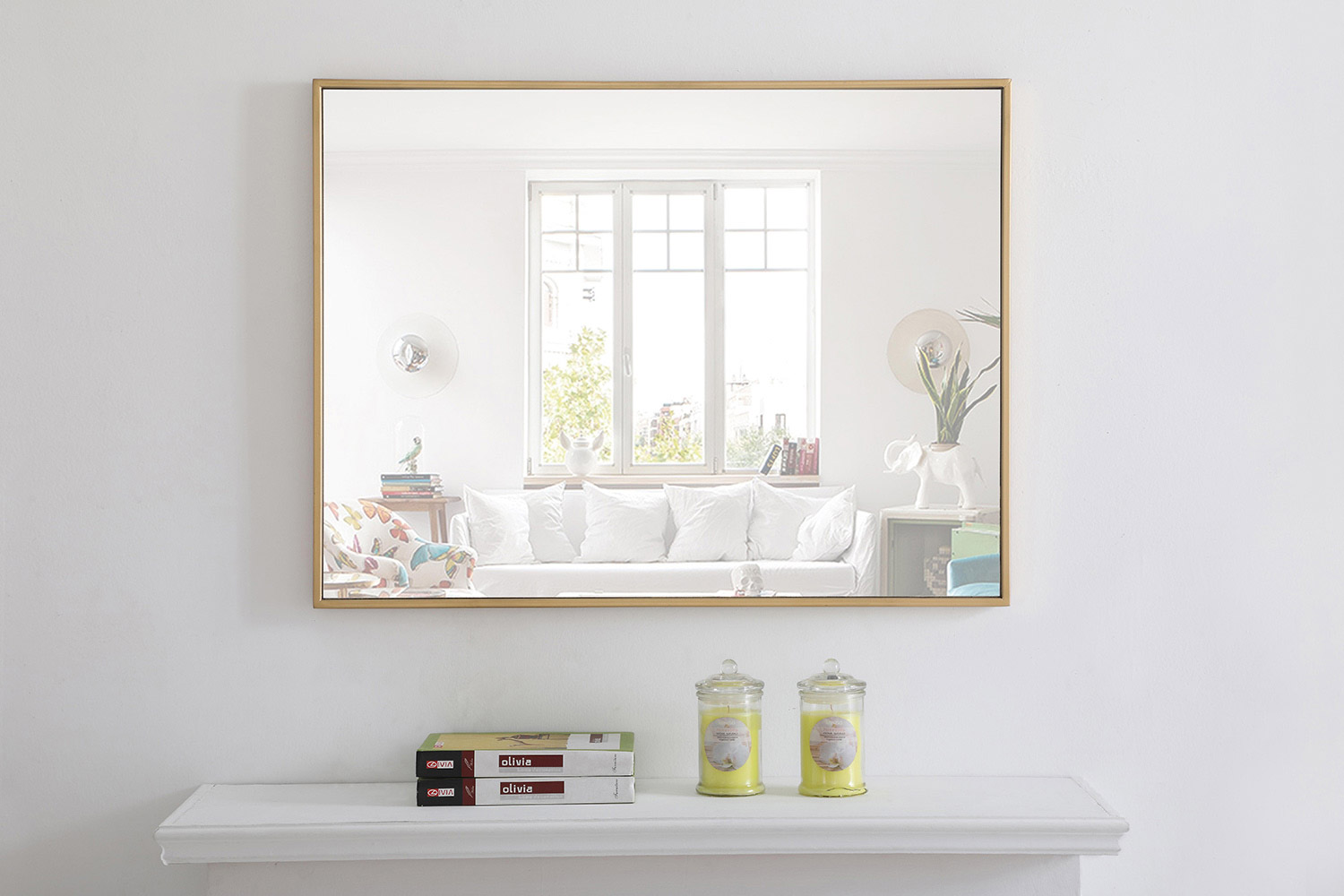 Elegant Wall Mirror - Brass, L 32" (MR4072BR)