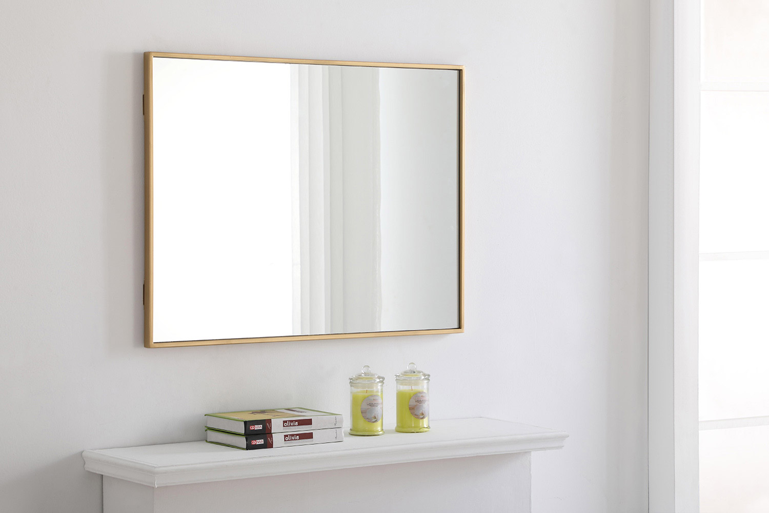 Elegant Wall Mirror - Brass, L 32" (MR4072BR)