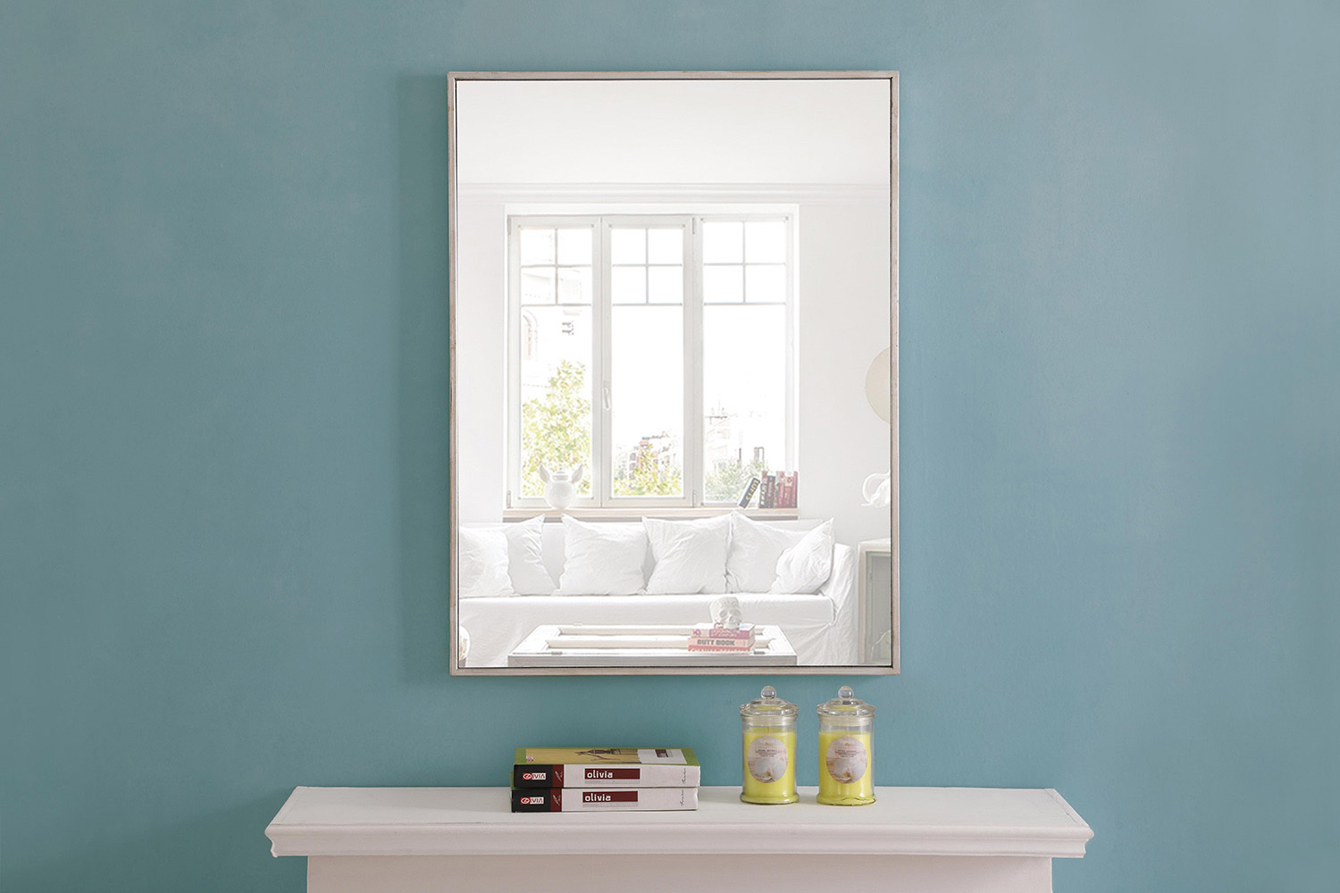 Elegant Wall Mirror - Silver, L 32" (MR4073S)