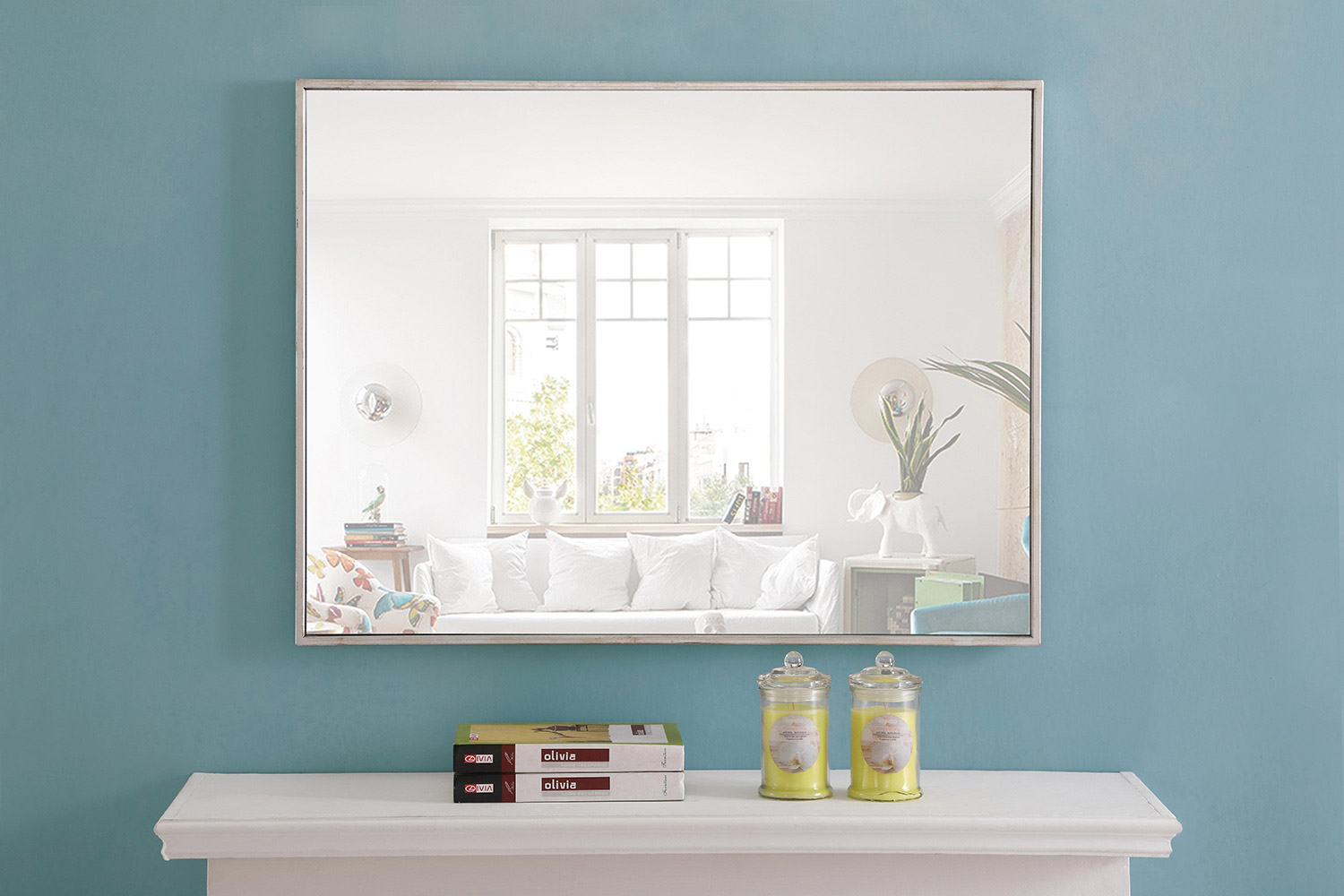 Elegant Wall Mirror - Silver, L 32" (MR4073S)