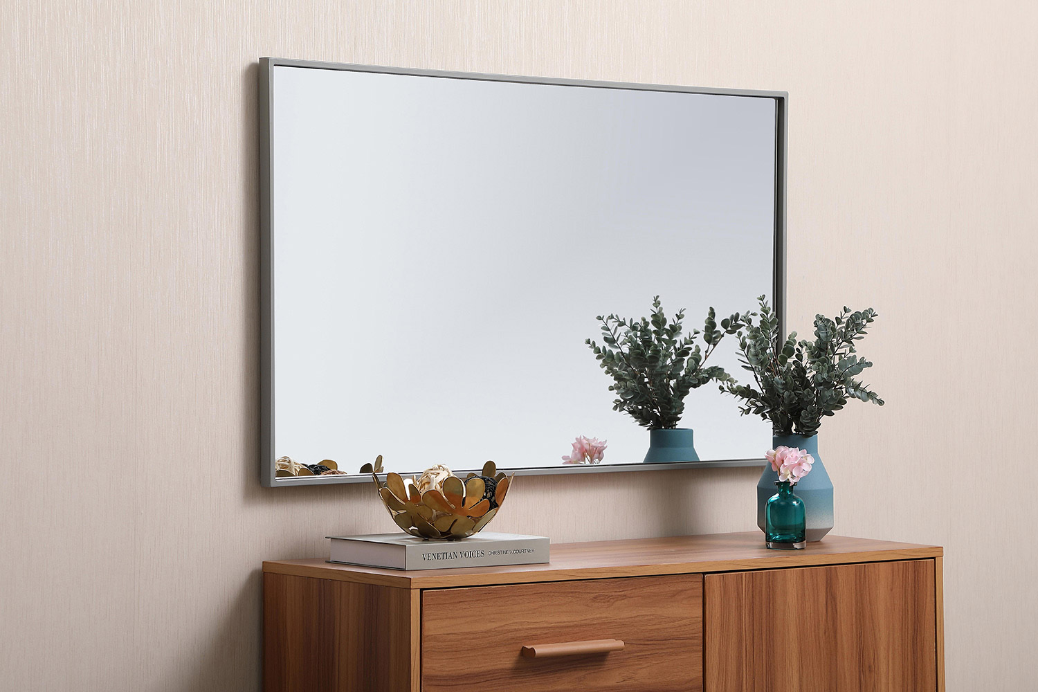 Elegant Wall Mirror - Gray, L 40" (MR4074GR)