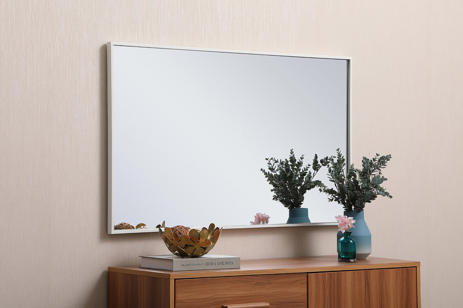 Elegant Wall Mirror - White, L 40" (MR4074WH)