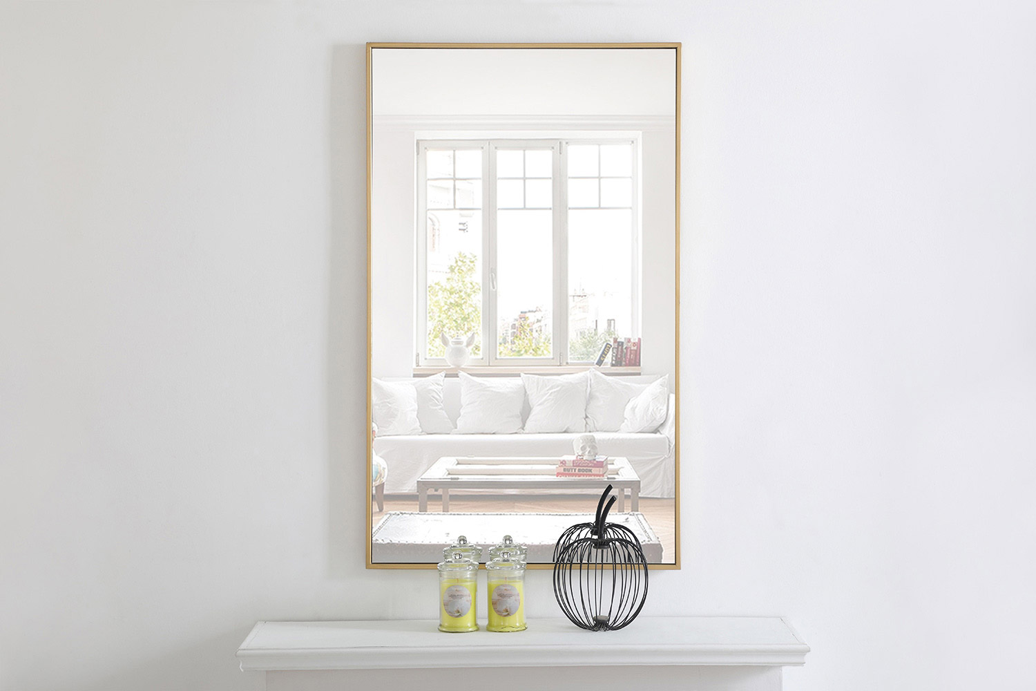 Elegant Wall Mirror - Brass, L 40" (MR4075BR)