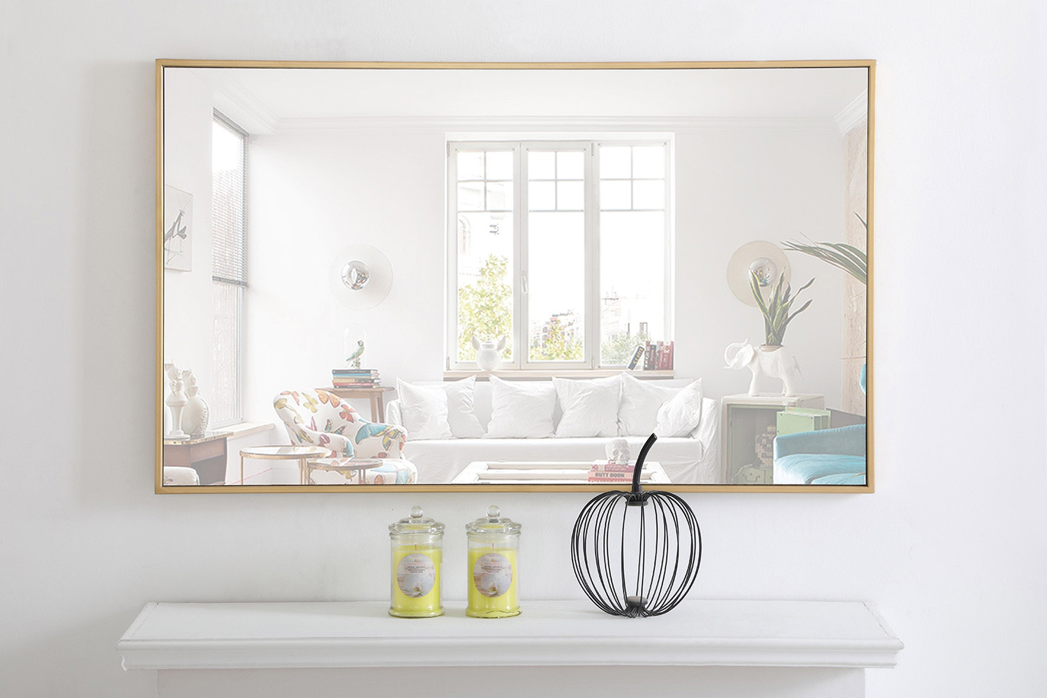 Elegant Wall Mirror - Brass, L 40" (MR4075BR)