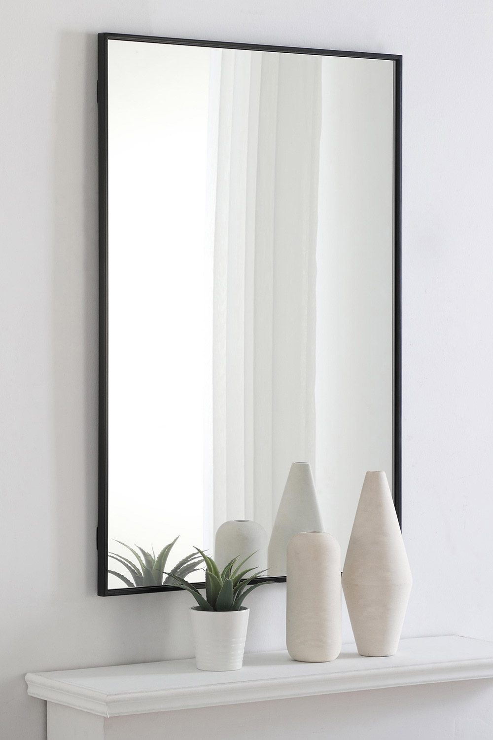 Elegant Wall Mirror - Black, L 42" (MR4077BK)