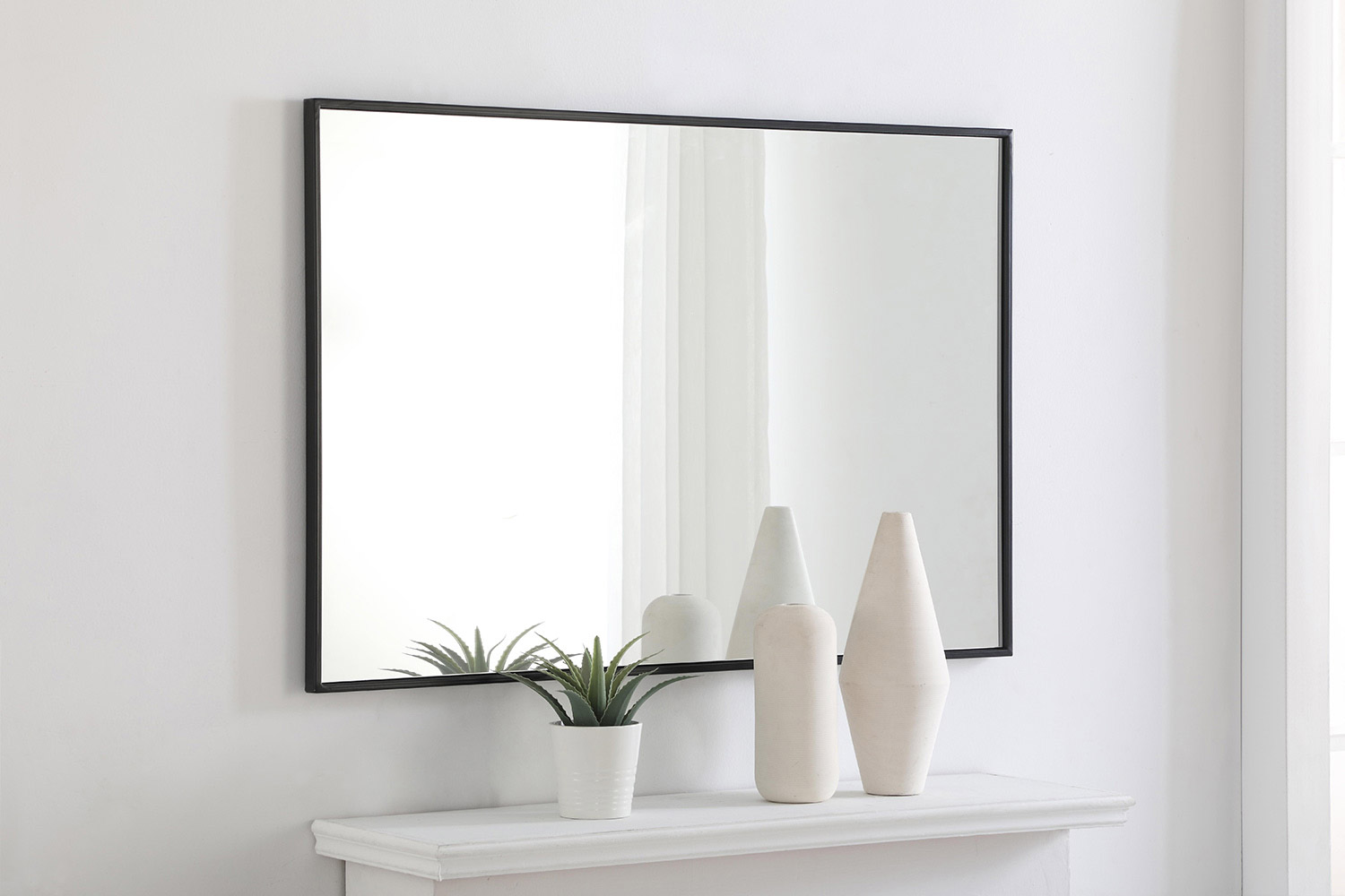 Elegant Wall Mirror - Black, L 42" (MR4077BK)