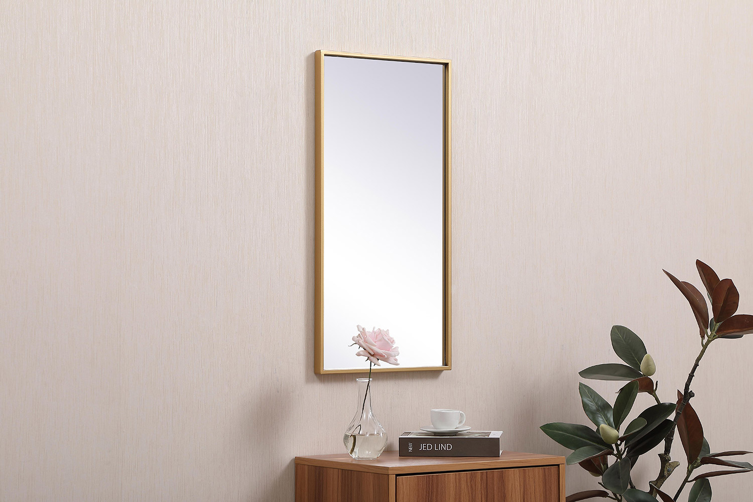 Elegant Wall Mirror - Brass, L 28" (MR41428BR)