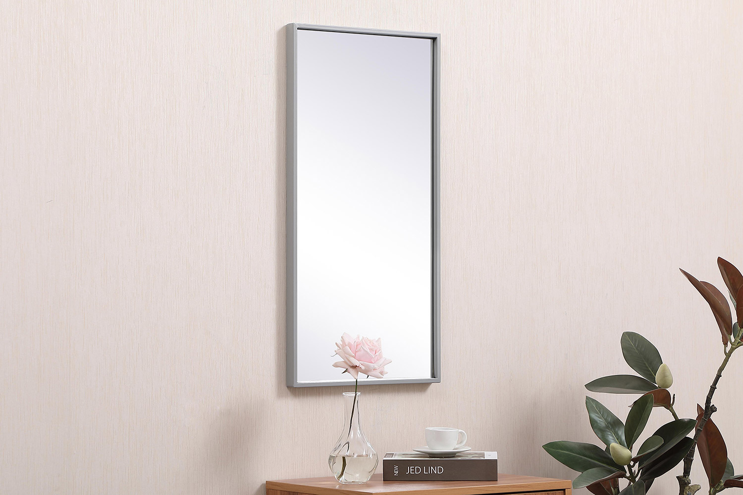 Elegant Wall Mirror - Gray, L 28" (MR41428GR)