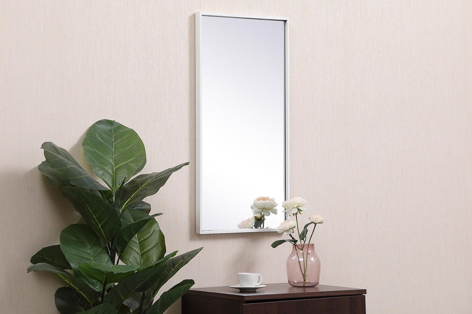 Elegant Wall Mirror - White, L 28" (MR41428WH)