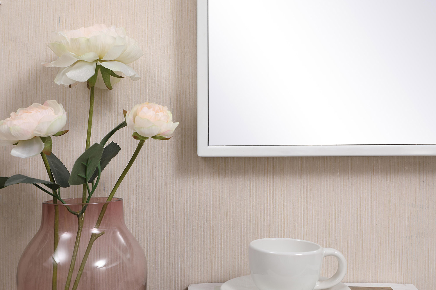 Elegant Wall Mirror - White, L 28" (MR41428WH)