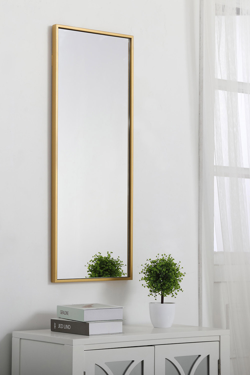 Elegant Wall Mirror - Brass, L 14" (MR41436BR)