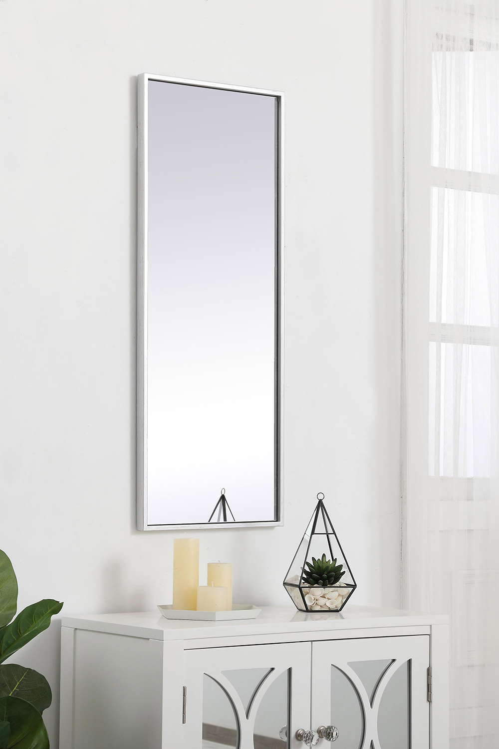 Elegant Wall Mirror - Silver, L 14" (MR41436S)