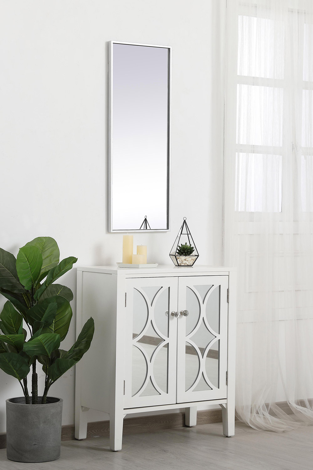 Elegant Wall Mirror - Silver, L 14" (MR41436S)