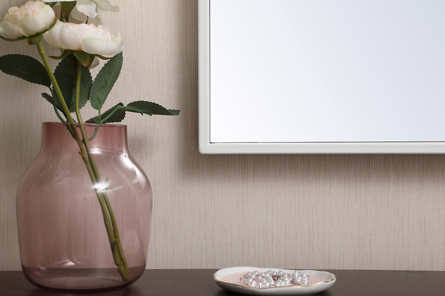 Elegant Wall Mirror - White, L 14" (MR41436WH)