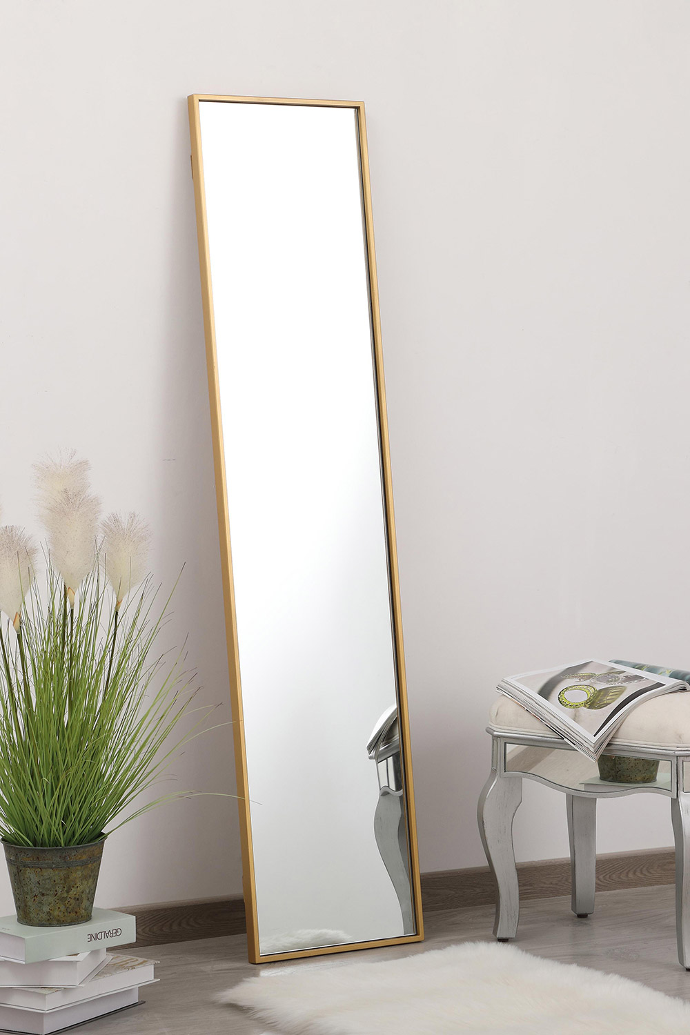 Elegant 14" Metal Frame Rectangle Mirror - Brass (MR41460BR)