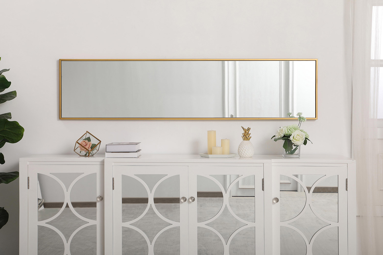 Elegant 14" Metal Frame Rectangle Mirror - Brass (MR41460BR)