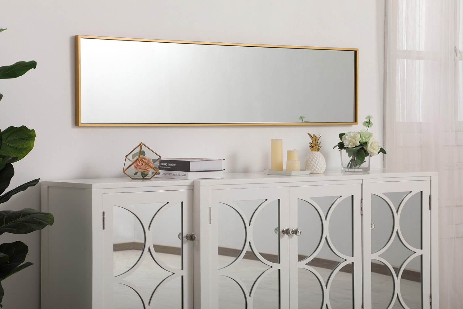 Elegant 14" Metal Frame Rectangle Mirror - Brass (MR41460BR)