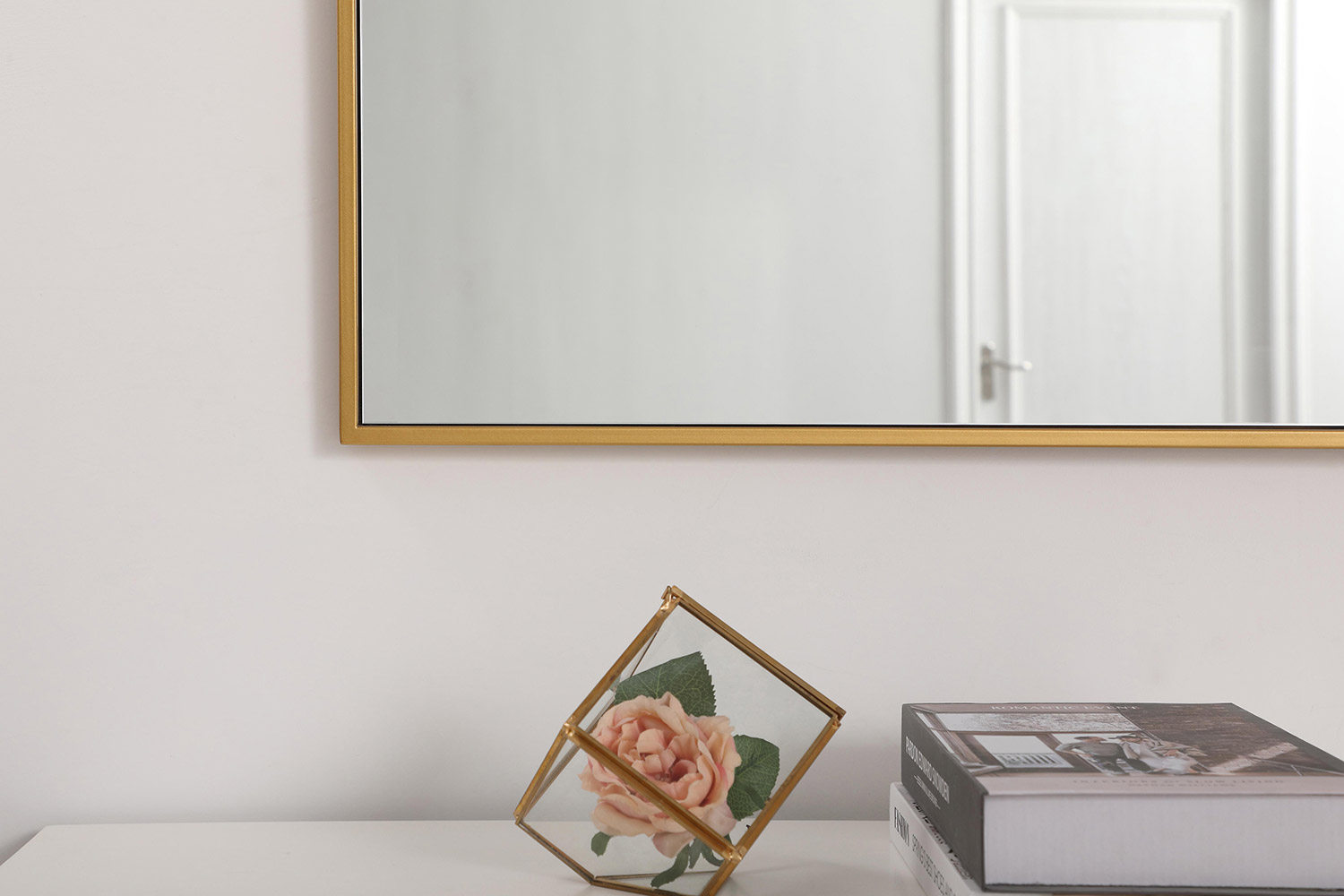 Elegant 14" Metal Frame Rectangle Mirror - Brass (MR41460BR)