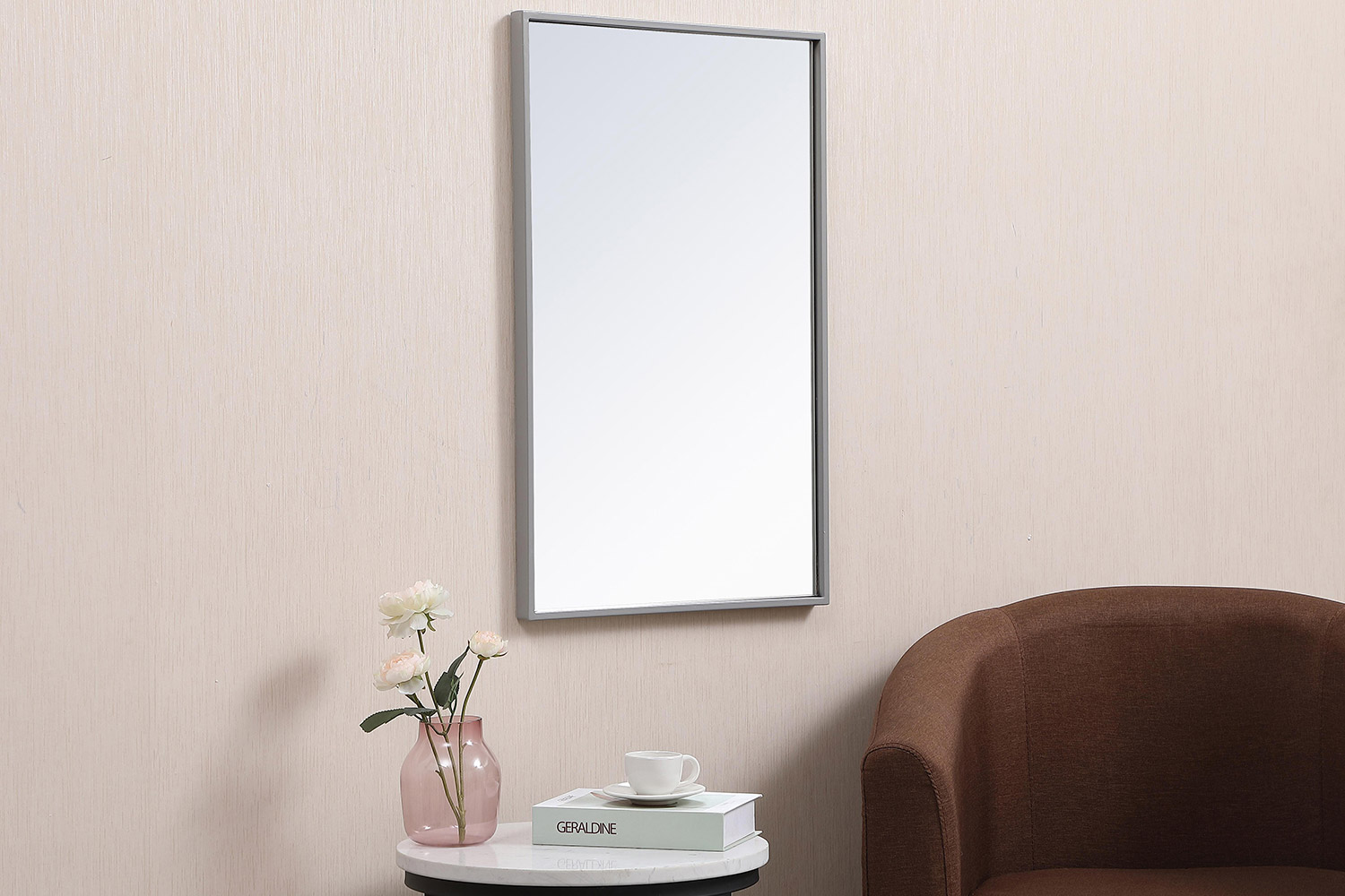 Elegant Wall Mirror - Gray, L 28" (MR41828GR)