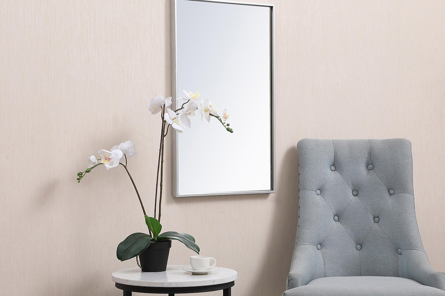 Elegant Wall Mirror - Silver, L 28" (MR41828S)