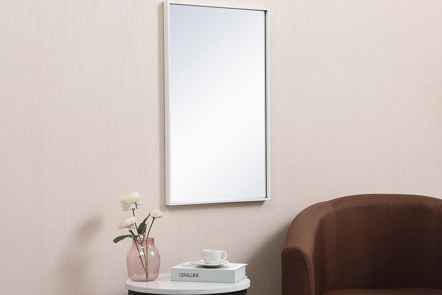 Elegant Wall Mirror - White, L 28" (MR41828WH)