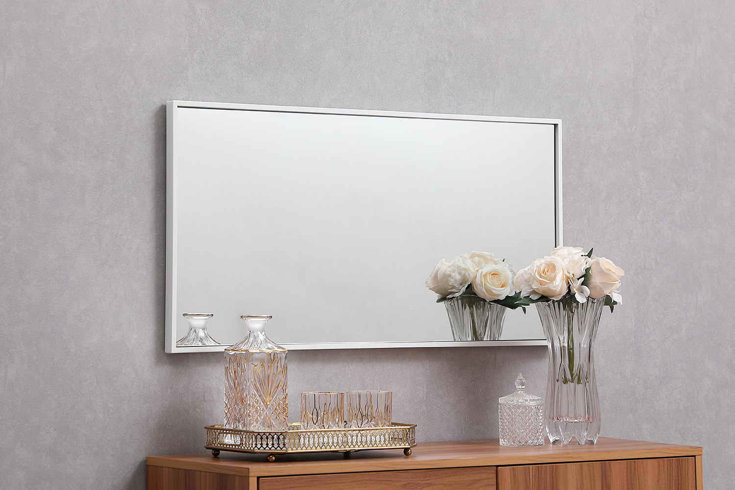 Elegant Wall Mirror - White, L 18" (MR41836WH)