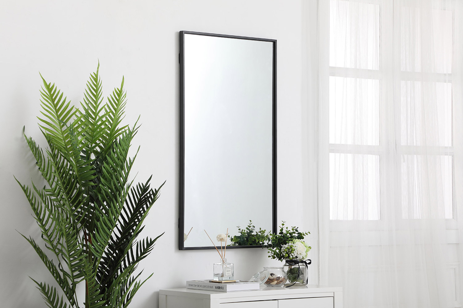 Elegant Wall Mirror - Black, L 20" (MR42036BK)