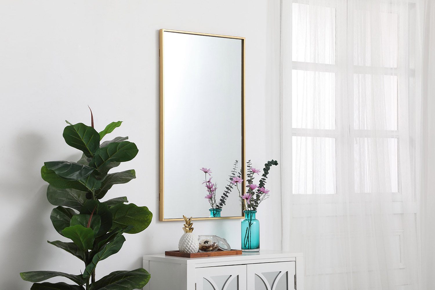 Elegant Wall Mirror - Brass, L 20" (MR42036BR)