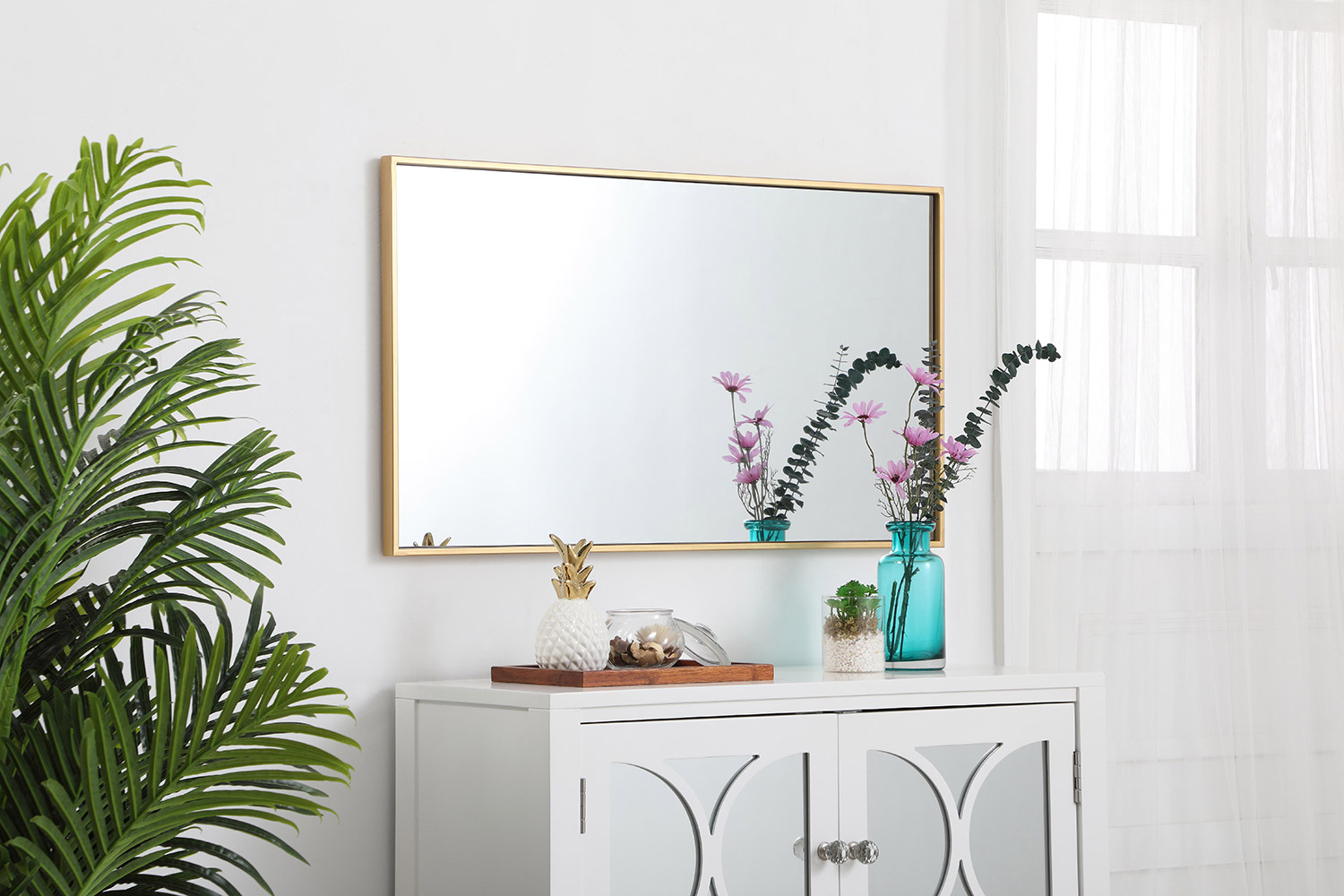 Elegant Wall Mirror - Brass, L 20" (MR42036BR)