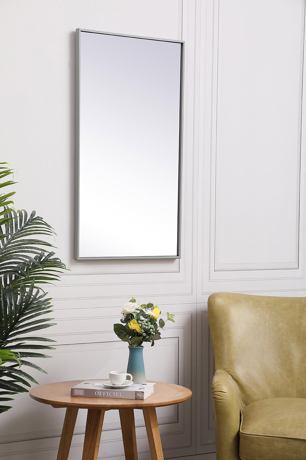 Elegant Wall Mirror - Gray, L 20" (MR42036GR)