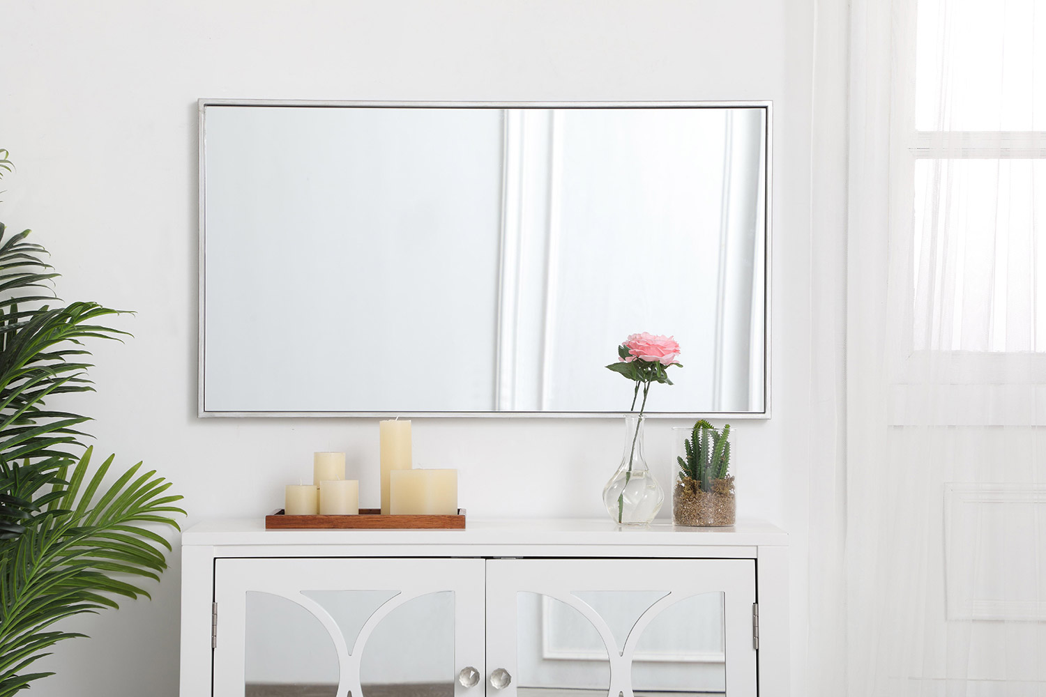 Elegant Wall Mirror - Silver, L 20" (MR42036S)