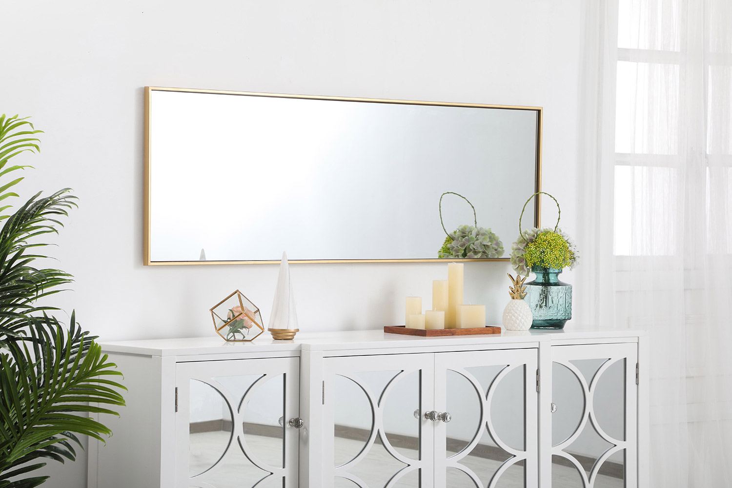 Elegant Wall Mirror - Brass, L 20" (MR42060BR)