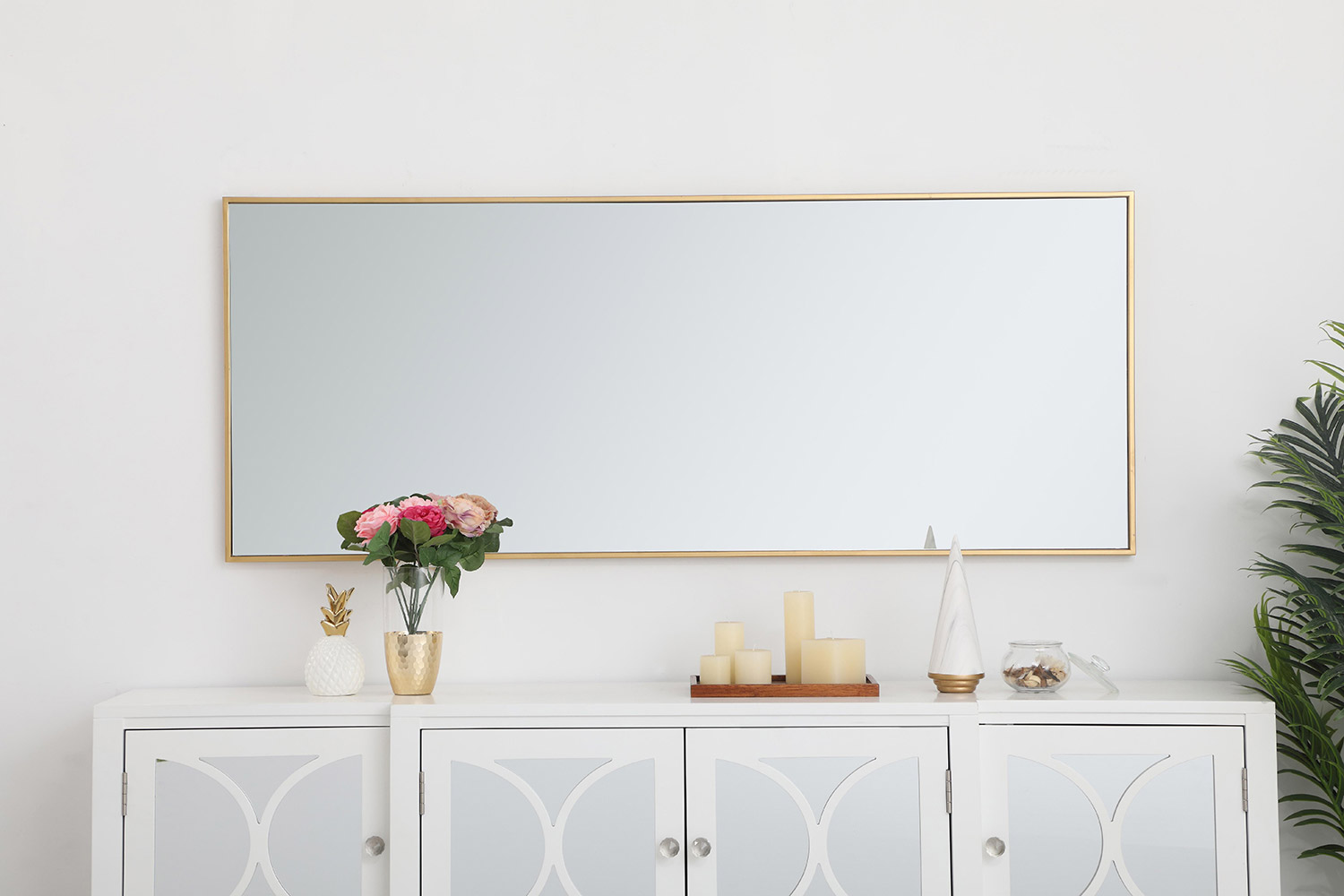 Elegant Wall Mirror - Brass, L 24" (MR42460BR)