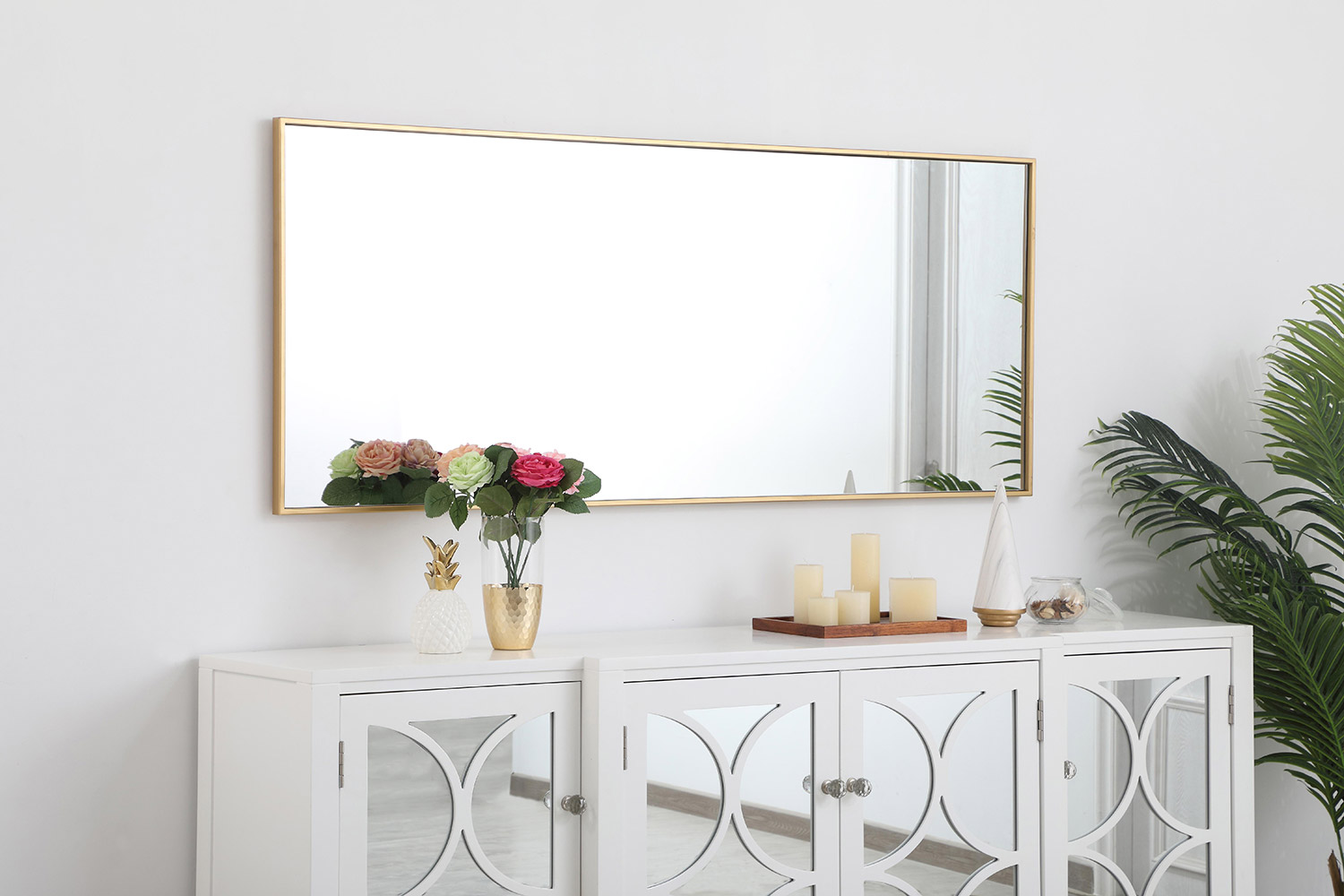 Elegant Wall Mirror - Brass, L 24" (MR42460BR)