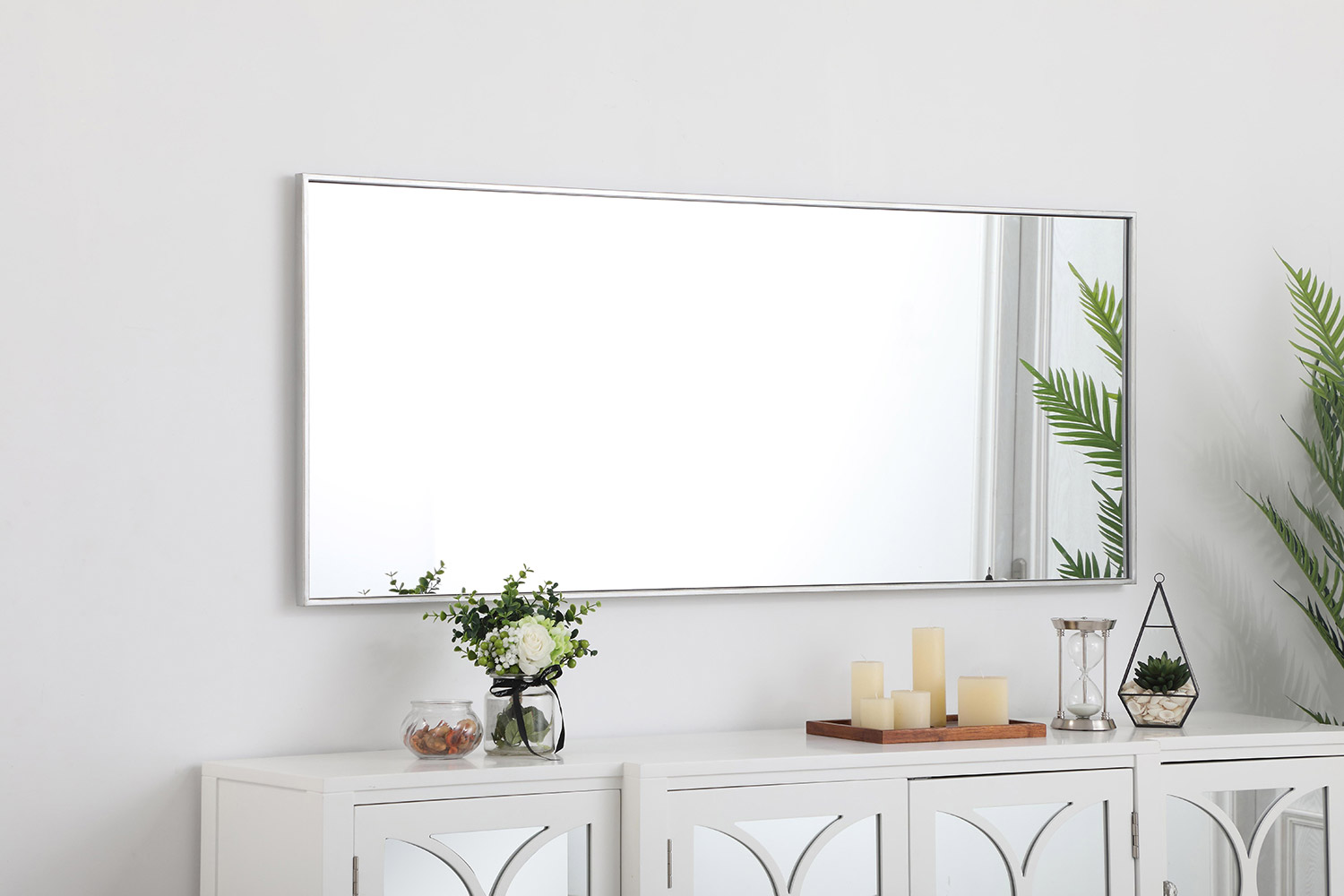 Elegant Wall Mirror - Silver, L 24" (MR42460S)