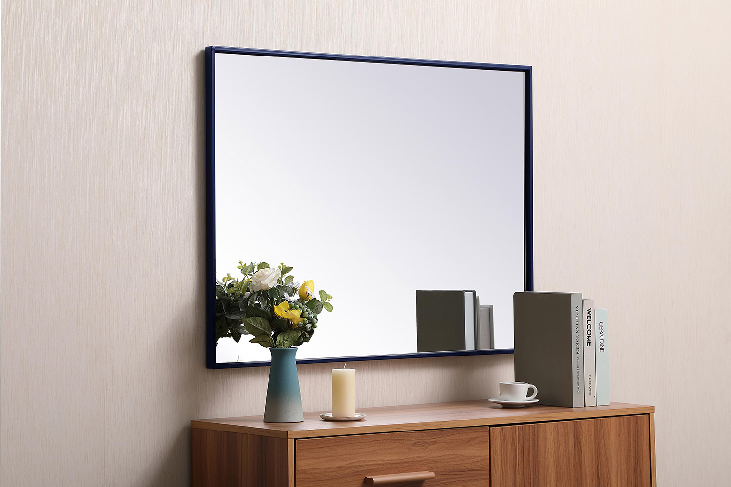 Elegant Wall Mirror - Blue, L 36" (MR42736BL)