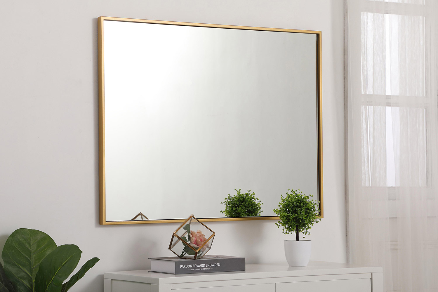 Elegant Wall Mirror - Brass, L 36" (MR42736BR)