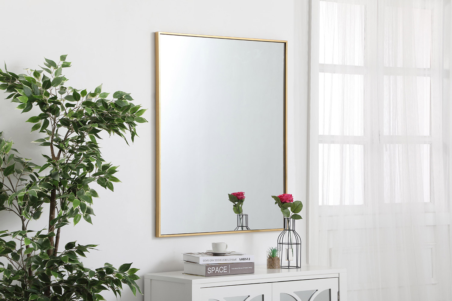 Elegant Wall Mirror - Brass, L 36" (MR43036BR)