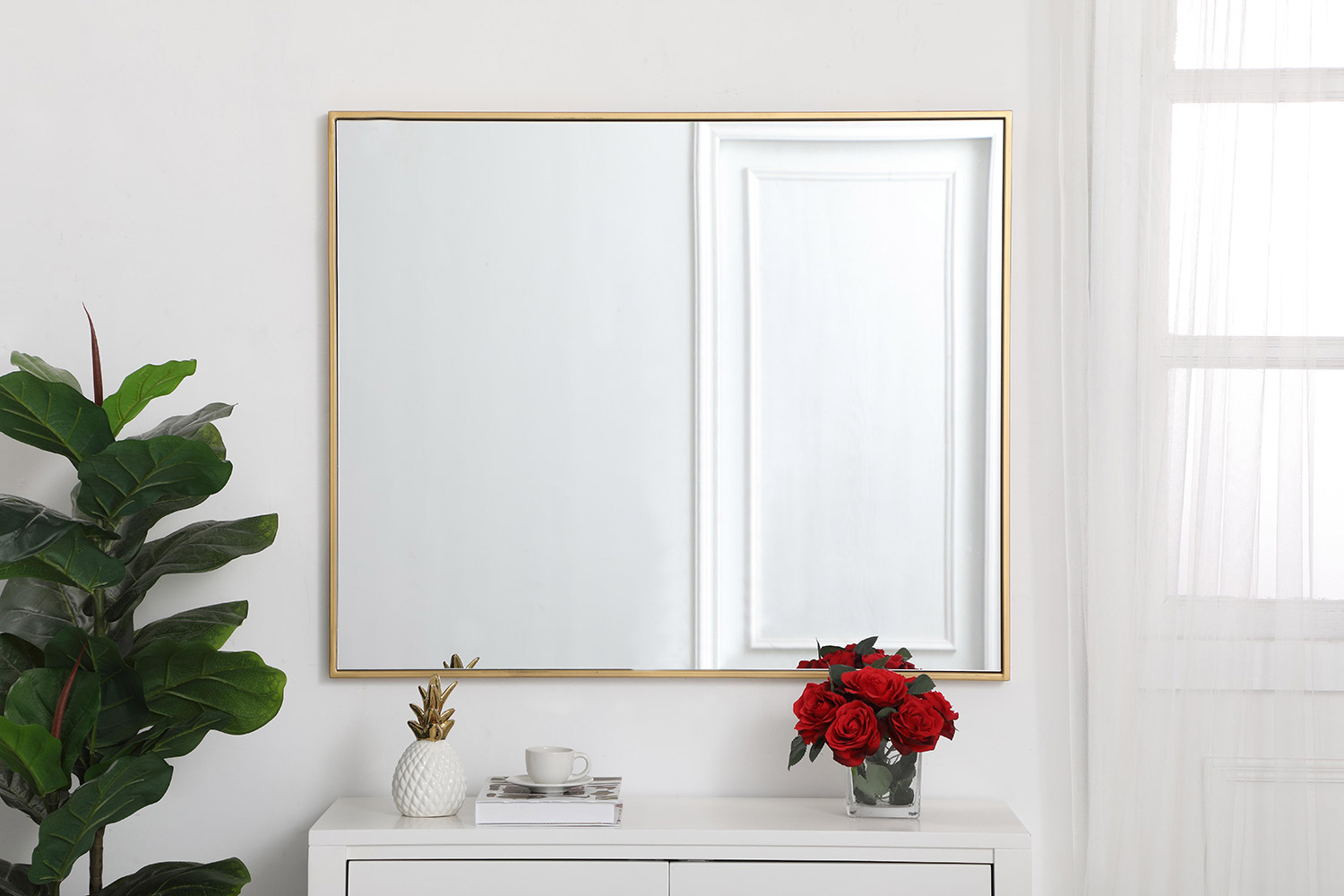 Elegant Wall Mirror - Brass, L 36" (MR43036BR)