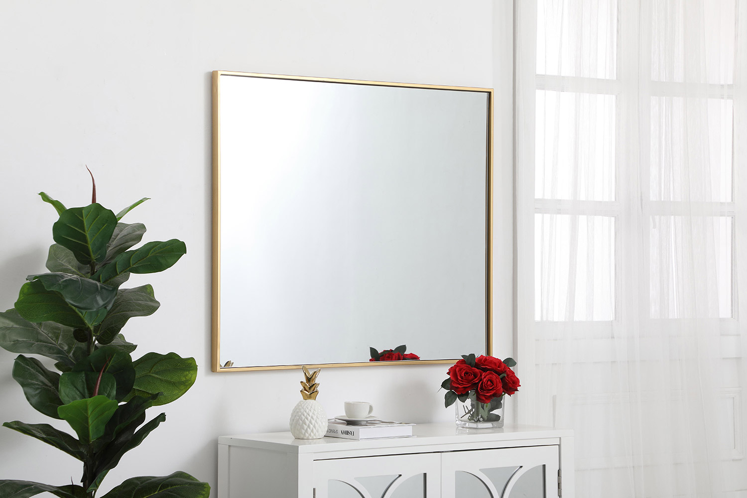 Elegant Wall Mirror - Brass, L 36" (MR43036BR)