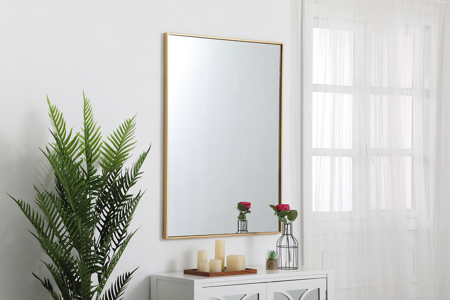 Elegant Wall Mirror - Brass, L 40" (MR43040BR)