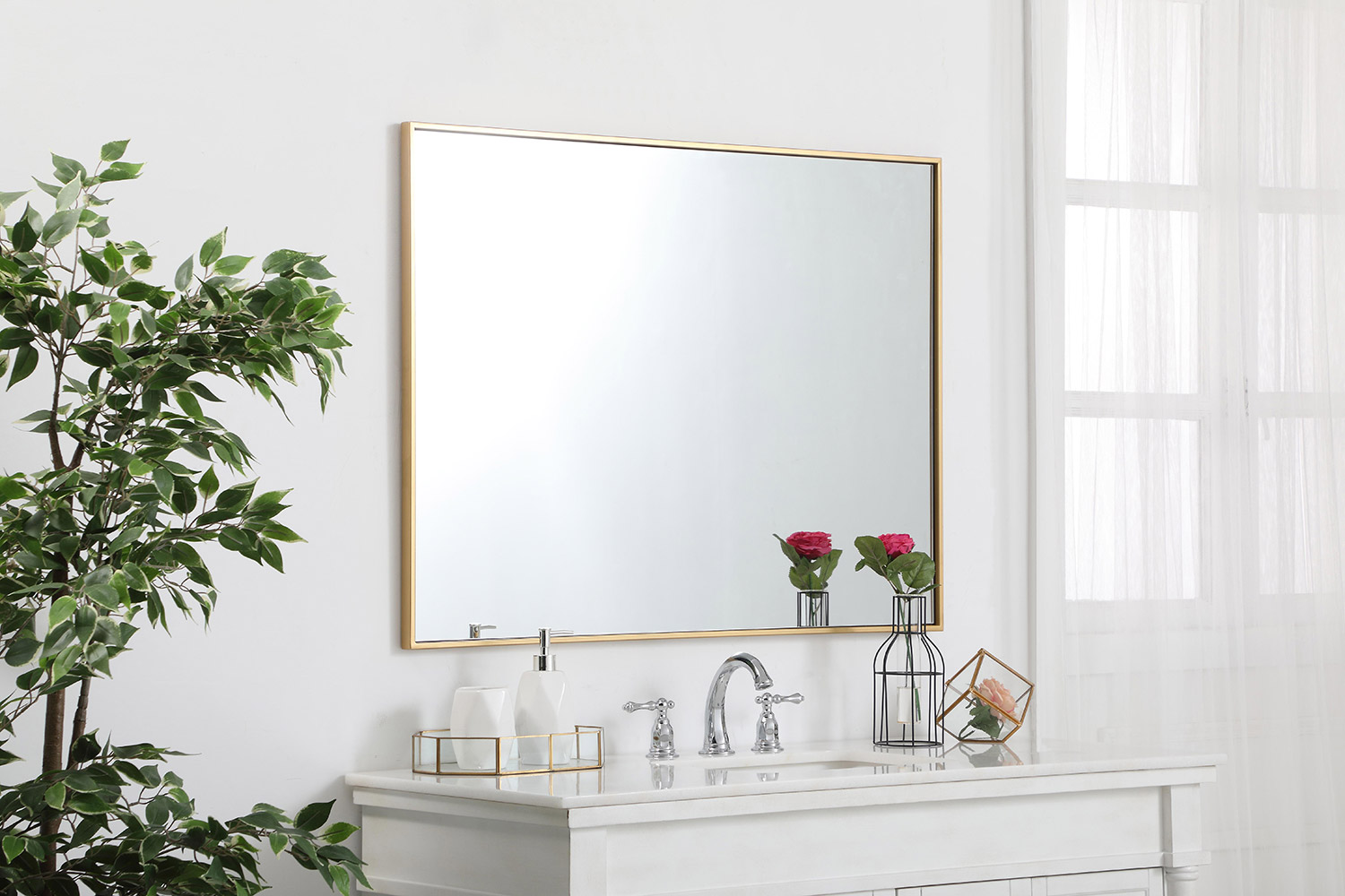 Elegant Wall Mirror - Brass, L 40" (MR43040BR)