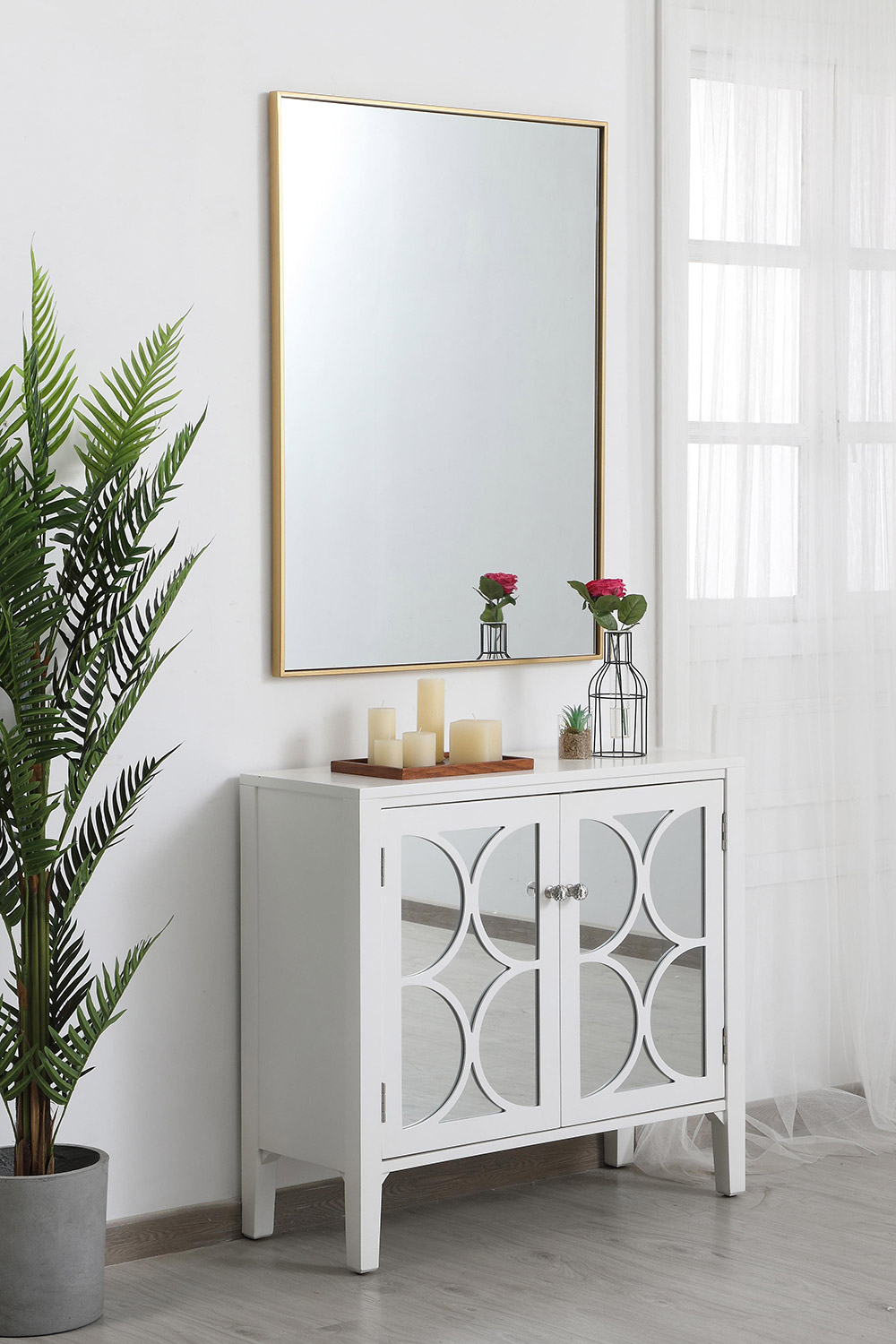 Elegant Wall Mirror - Brass, L 40" (MR43040BR)