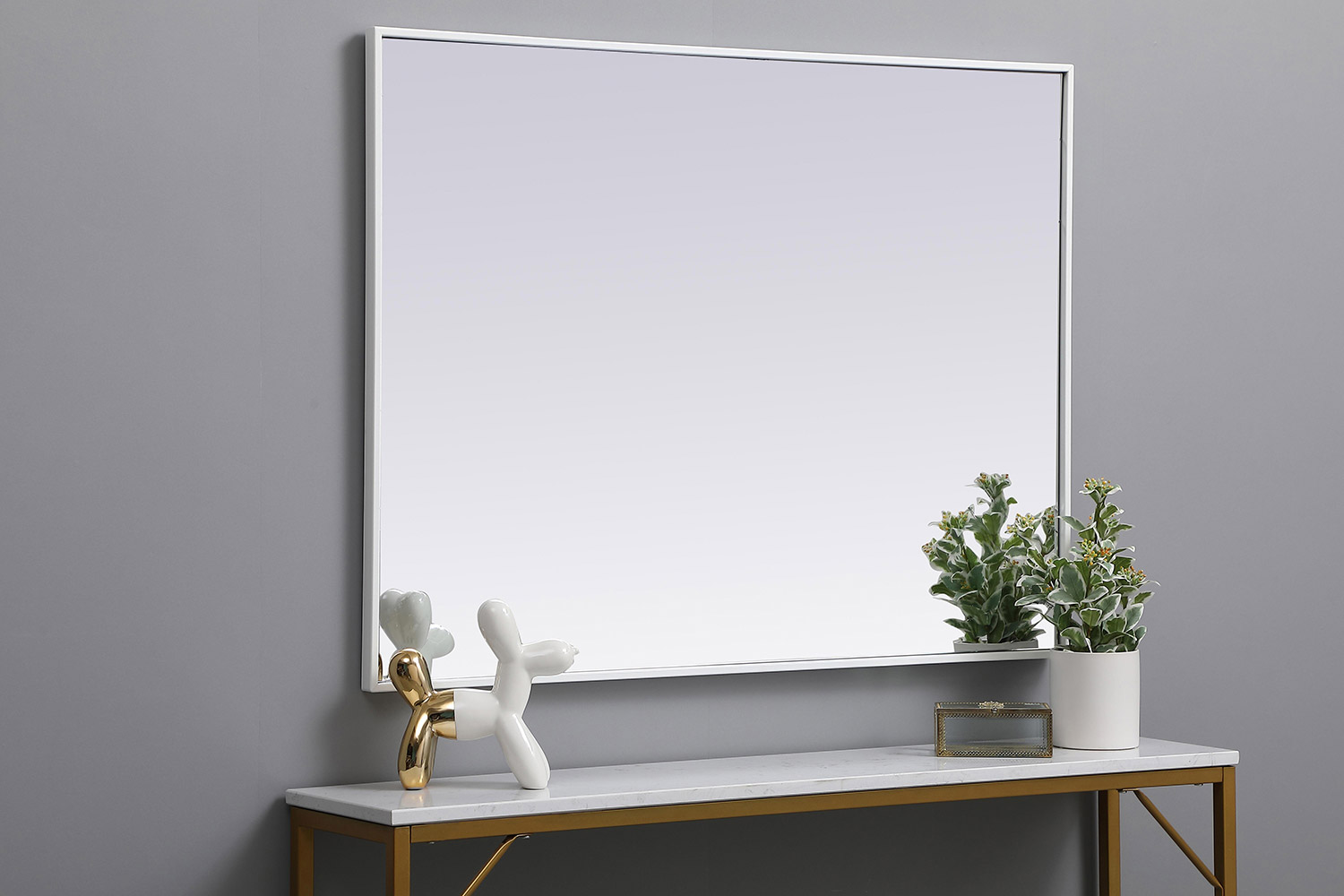 Elegant Wall Mirror - White, L 40" (MR43040WH)