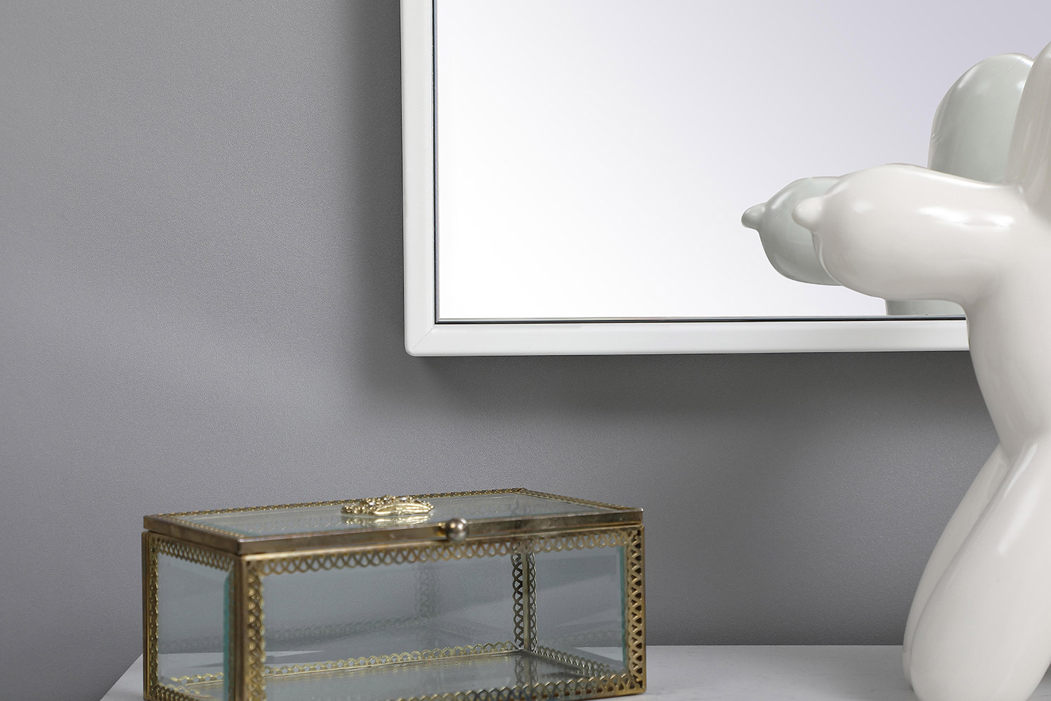 Elegant Wall Mirror - White, L 40" (MR43040WH)