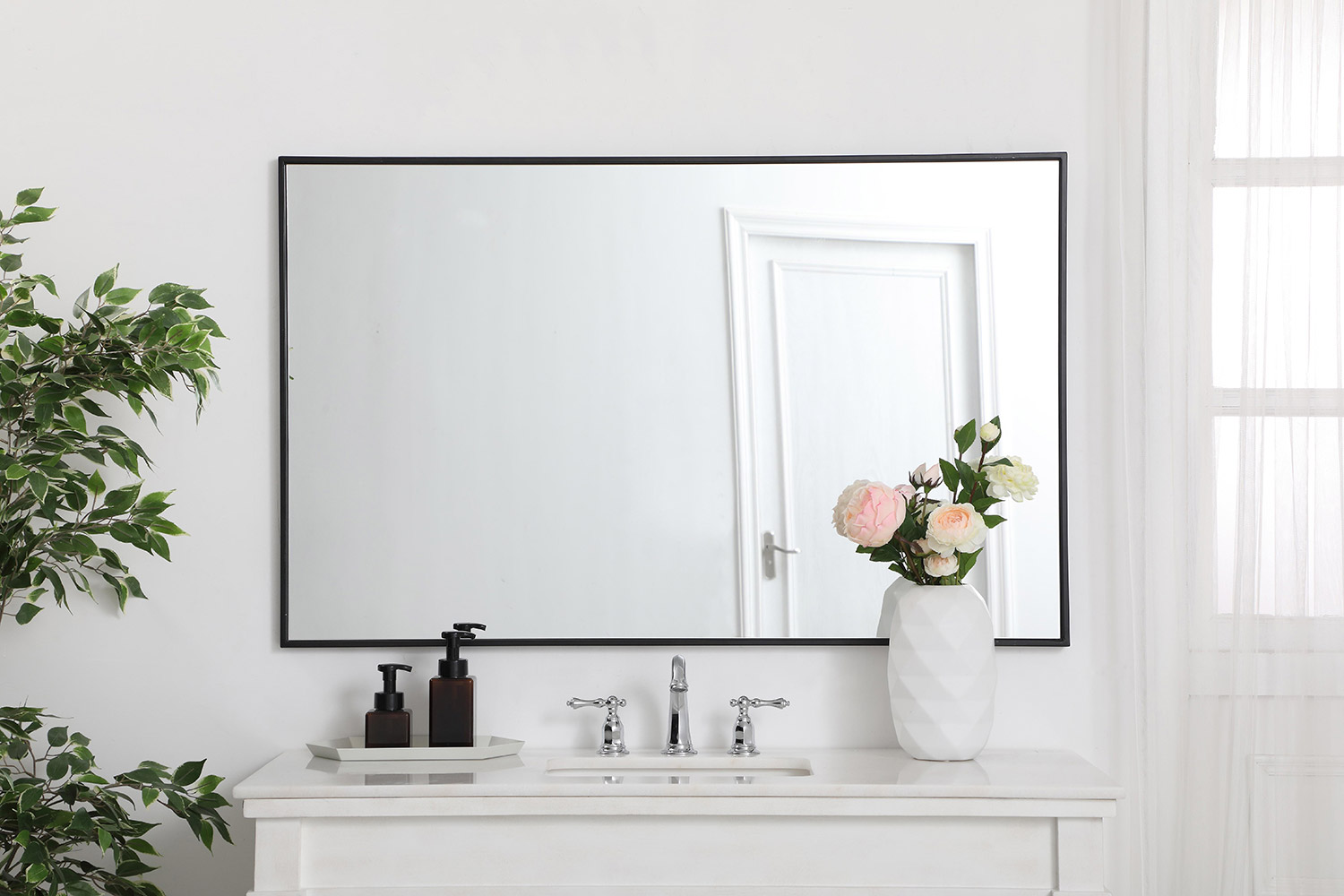 Elegant Wall Mirror - Black, L 48" (MR43048BK)