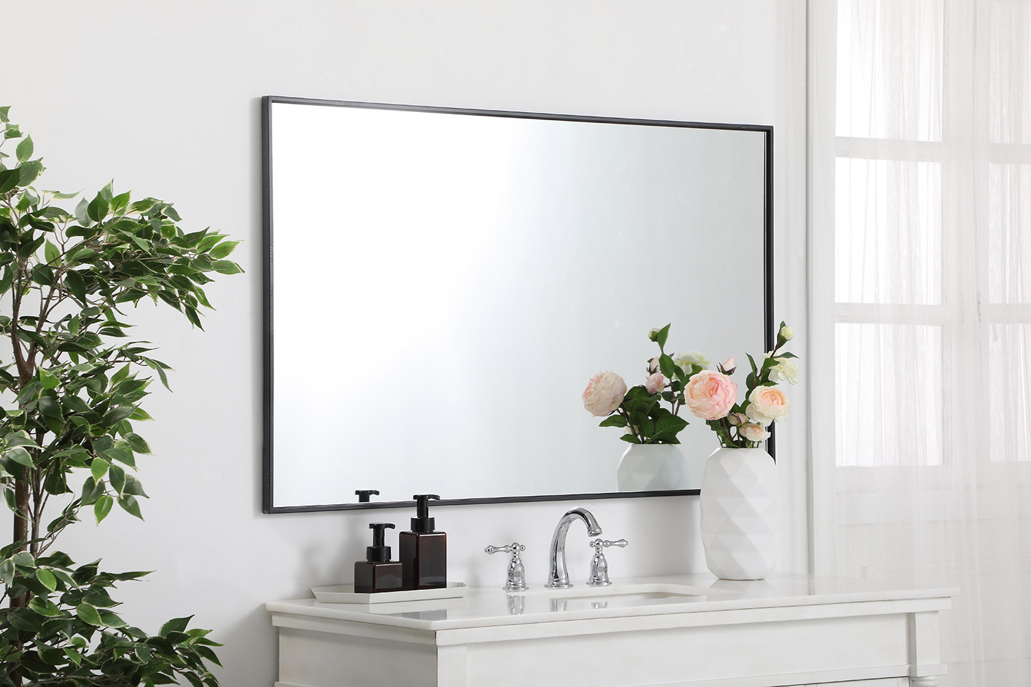 Elegant Wall Mirror - Black, L 48" (MR43048BK)