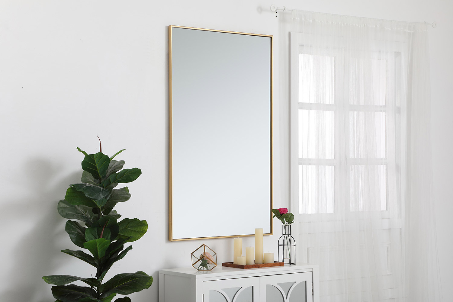 Elegant Wall Mirror - Brass, L 48" (MR43048BR)