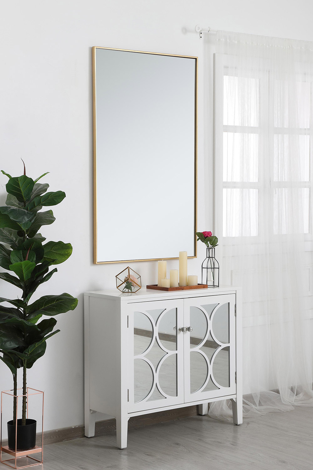 Elegant Wall Mirror - Brass, L 48" (MR43048BR)