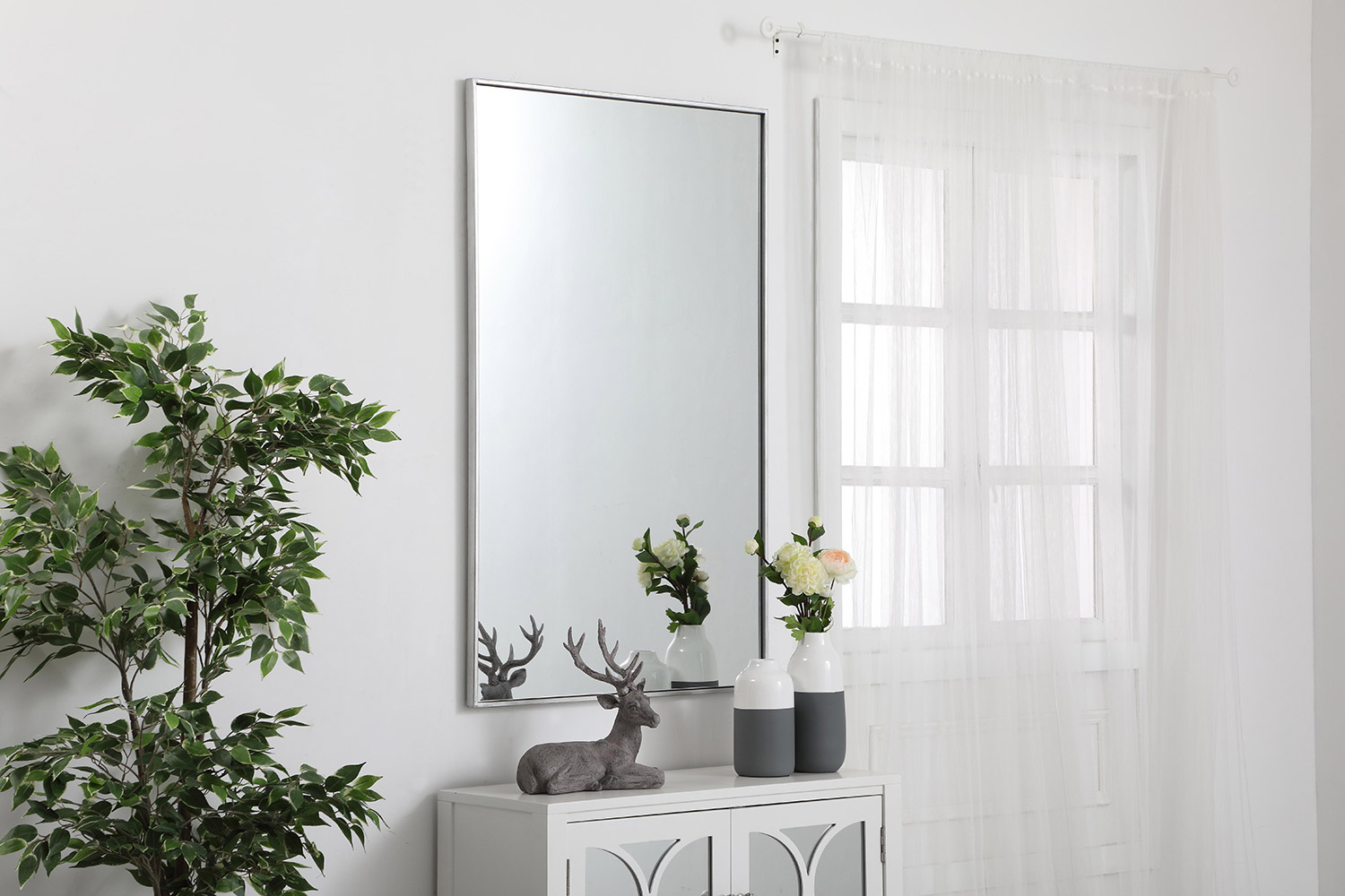 Elegant Wall Mirror - Silver, L 48" (MR43048S)